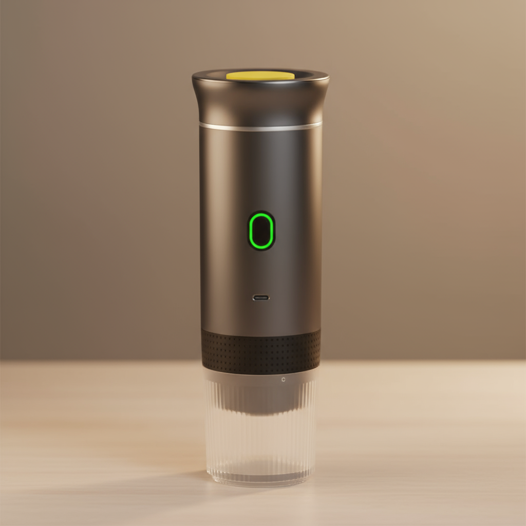 "Cafetera portátil  – café en minutos donde quieras"