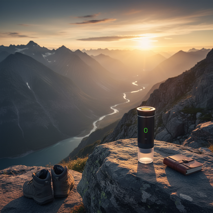 "Cafetera portátil  – café en minutos donde quieras"